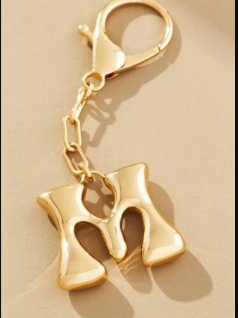 NWT Anthropologie Gold Bubble Monogram Initial M Letter Bag Charm Keychain